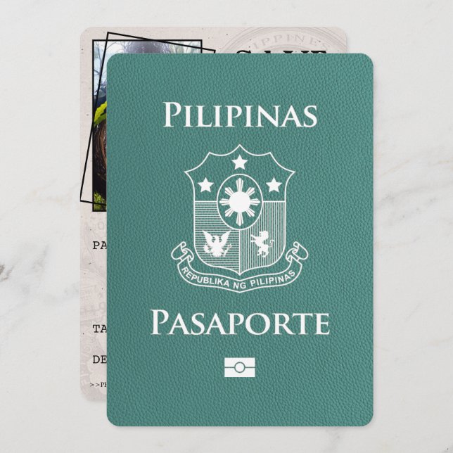 Save The Date Turquoise Philippines Passeport Enregistrer La Dat (Devant / Derrière)