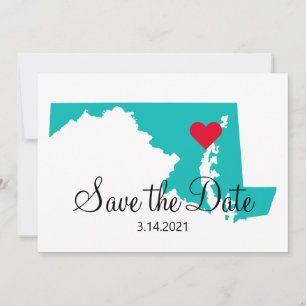 Save The Date Turquoise Sarcelle Aquarelle Destination Maryland