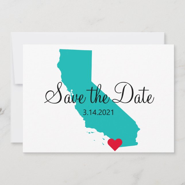 Save The Date Turquoise Turquoise Aquarelle Californie Destinati (Devant)