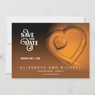 Save The Date Two Hearts Beating As One - Gold (Version 5)