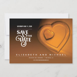Save The Date Two Hearts Beating As One - Gold - (Version 6)