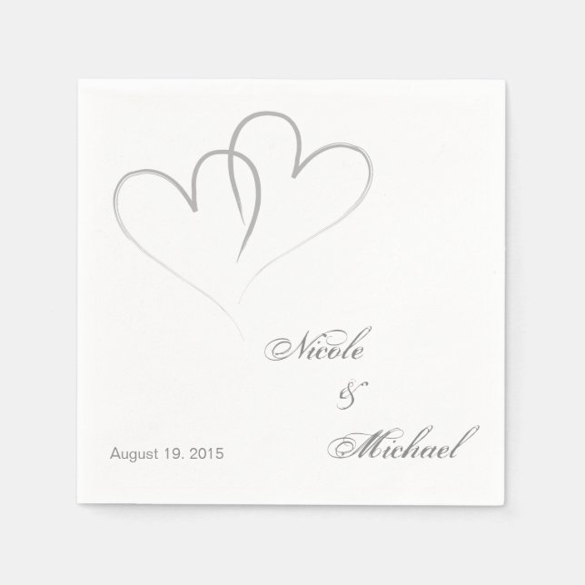 Save The Date - Two hearts intertwined Napkin (Front)