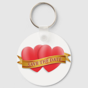 Save the date two hearts keychain