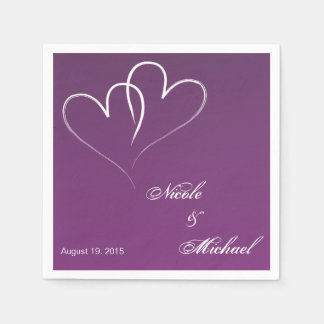 Save The Date - Two White Hearts intertwined Napkin
