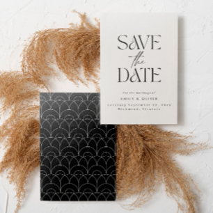 Save The Date Typographie audacieuse moderne mariage crème noir 