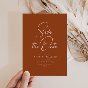 Save The Date typographie blanche mariage en terre cuite