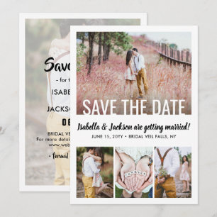 Save The Date Typographie blanche moderne superposer cinq Mariag