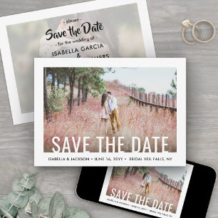 Save The Date Typographie blanche moderne superposer deux Mariag