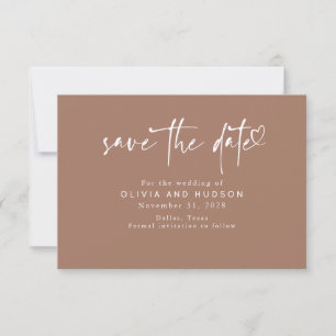 Save The Date Typographie Brown minimaliste de script de coeur