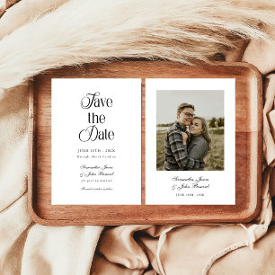 Save The Date Typographie chic moderne Photo noir et blanc