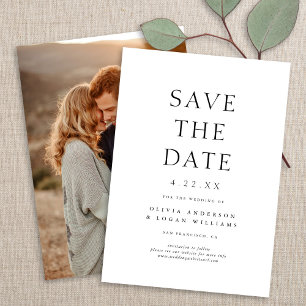Save The Date Typographie Chic Simple Photo Mariage Enregistrer 
