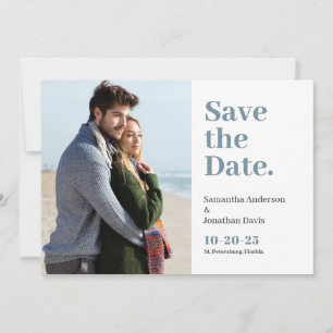 Save The Date Typographie Classique Gras Bleu Poussiéreux