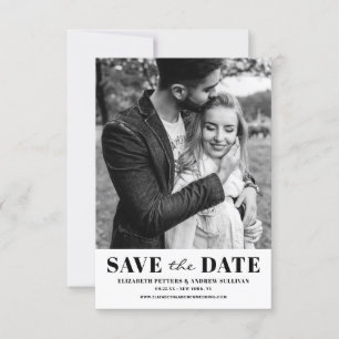 Save The Date Typographie classique noire et blanche Photo