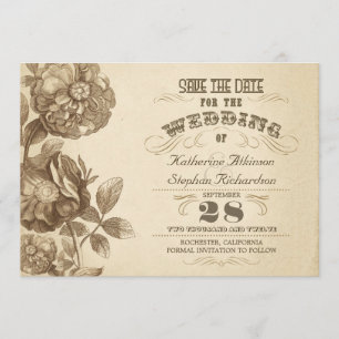 Save The Date Typographie d'âge vintage enregistrer la date