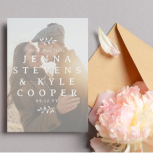 Save The Date Typographie de brindilles blanches Photo QR Code E
