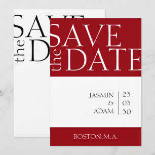 Save The Date Typographie de mariage rouge cramoisi blanc Épargn