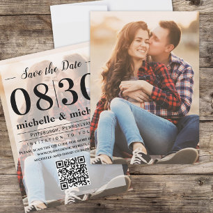 Save The Date Typographie de photo Enregistrer la date QR Code m