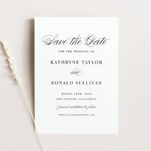 Save The Date Typographie de script classique noir