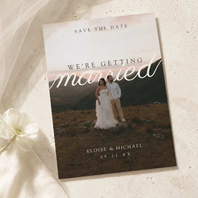 Save The Date Typographie de script moderne Photo  (Modern Script Typography Photo Save The Date)