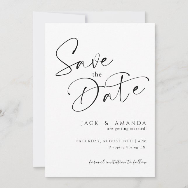 Save The Date Typographie de script simple Mariage enregistrer l (Devant)