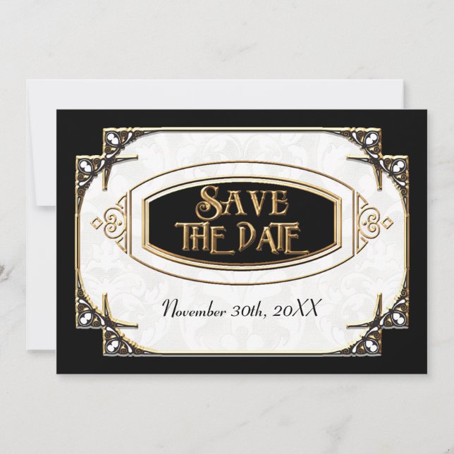 Save The Date Typographie de style Gatsby le magnifique Art déco (Devant)