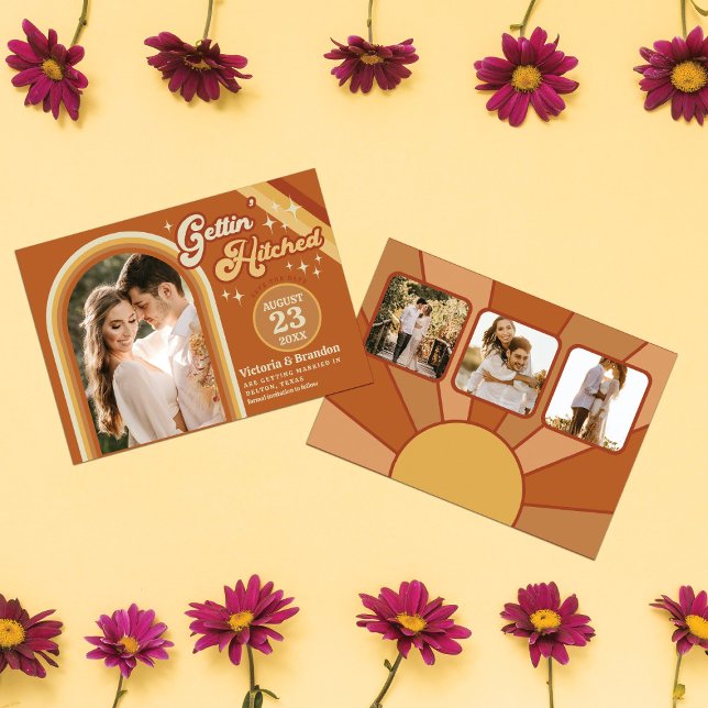 Save The Date Typographie de Terracotta Retro Mariage solaire d' (Créateur téléchargé)
