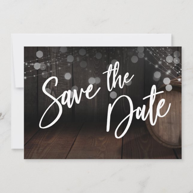 Save The Date Typographie Décontractée audacieuse Brown en bois (Devant)