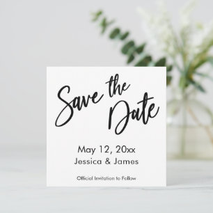 Save The Date Typographie d'écriture moderne simple Noir & Blanc