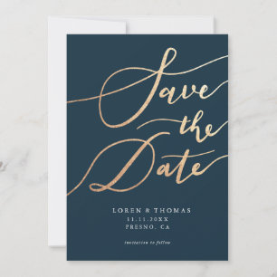 Save The Date Typographie du script de la Marine d'or