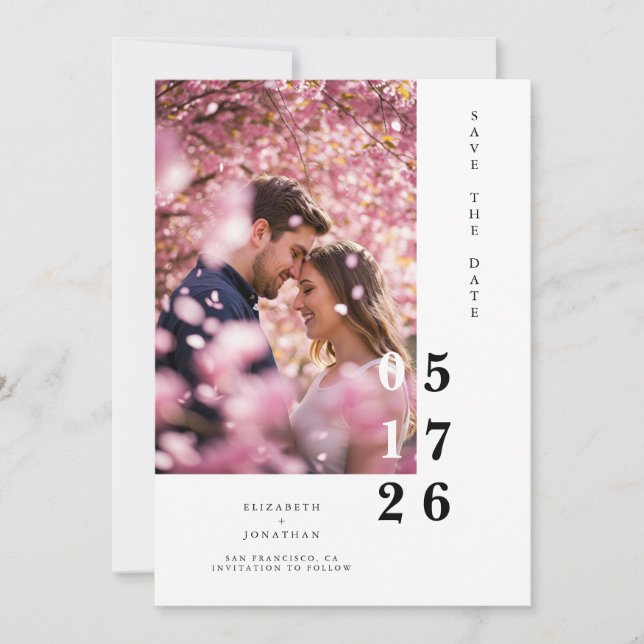 Save The Date Typographie Editable Rustique Élégant Mariage (Devant)