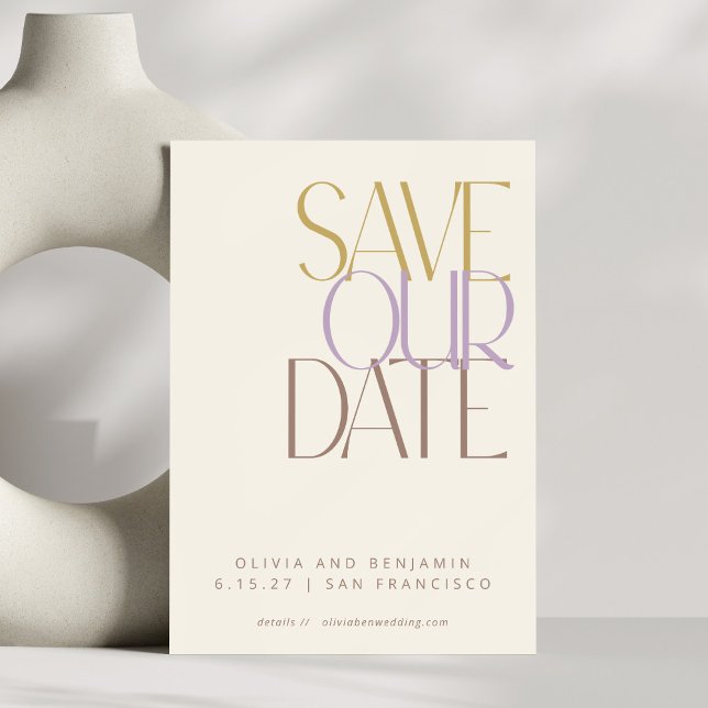 Save The Date Typographie élégante pastel du milieu du siècle mo (Créateur téléchargé)