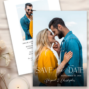 Save The Date Typographie Élégante Script 2 Photo Enregistrer La