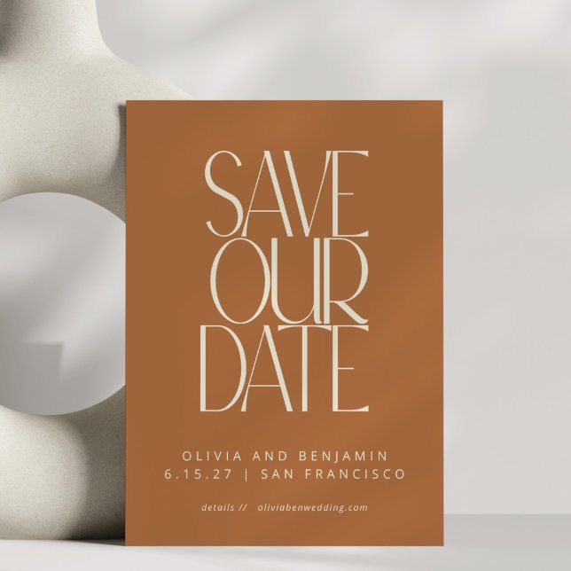 Save The Date Typographie élégante terracotta milieu du XXe sièc (Créateur téléchargé)