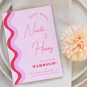 Save The Date Typographie en Gras Retro Wave rose et rouge Scrip