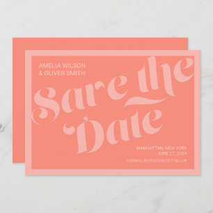 Save The Date Typographie flamboyante Coral Saumon Enregistrer l