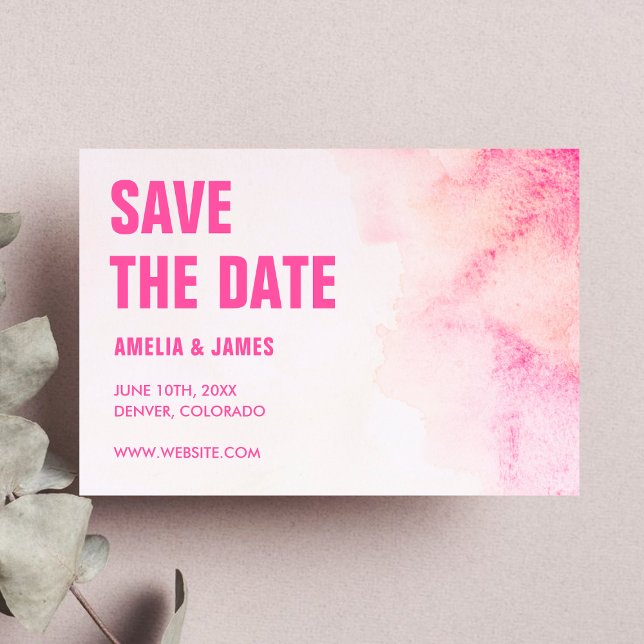 Save The Date Typographie Gras Blush Pink Ombre Dusty Rose (Créateur téléchargé)