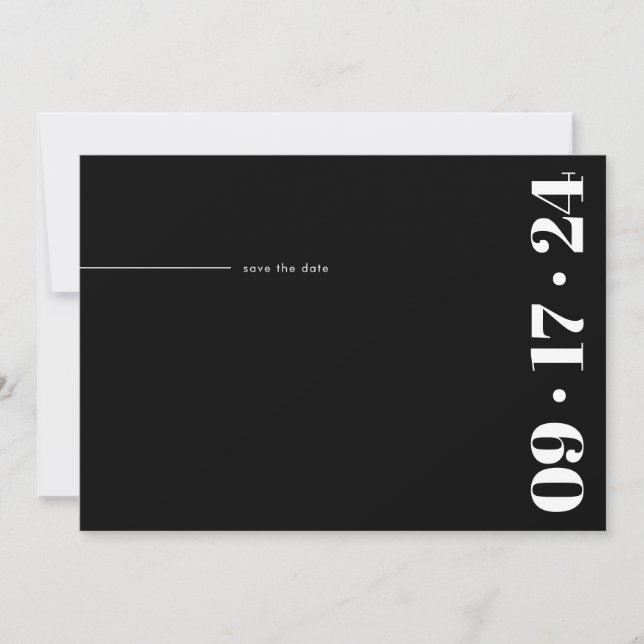 Save The Date Typographie gras Minimaliste Moderne Noir Blanc (Devant)