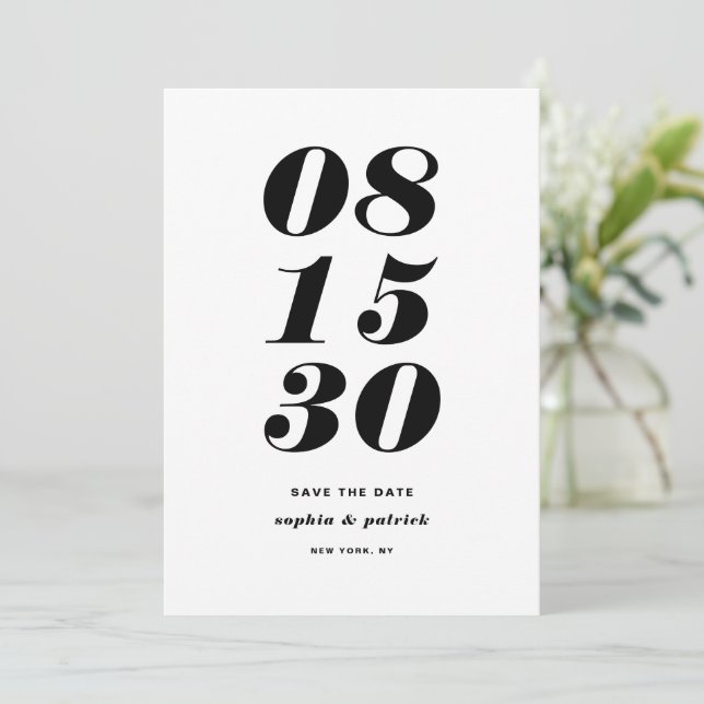 Save The Date Typographie italique noir et blanc gras (Debout devant)