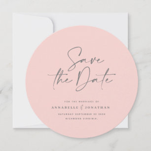 Save The Date Typographie manuscrite moderne mariage rose gris
