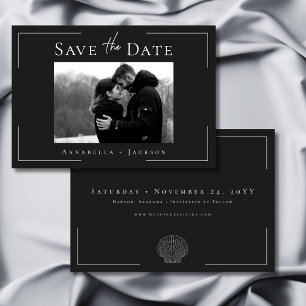 Save The Date Typographie minimale Mariage photo Black White She