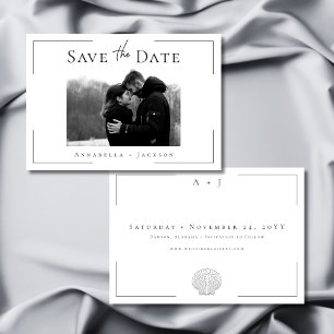 Save The Date Typographie minimale Mariage photo Black White She