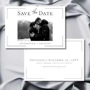 Save The Date Typographie minimale Mariage photo noir et blanc