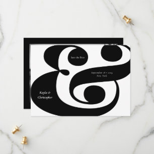 Save The Date Typographie minimaliste Ampersand noir Mariage pho
