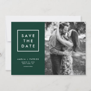 Save The Date Typographie minimaliste Photo verte