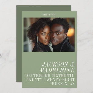 Save The Date Typographie minimaliste Sage Mariage photo vert