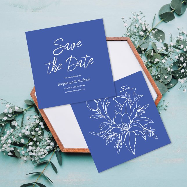 Save The Date Typographie moderne - Bleu poussiéreux (Créateur téléchargé)