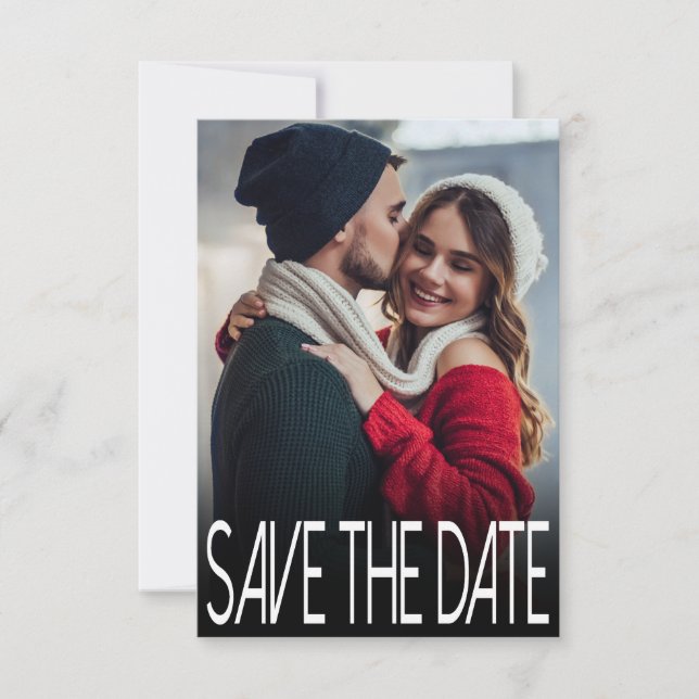 Save The Date Typographie moderne Deux photos Enregistrer la car (Devant)