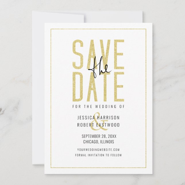 Save The Date Typographie moderne Élégante Simple (Devant)
