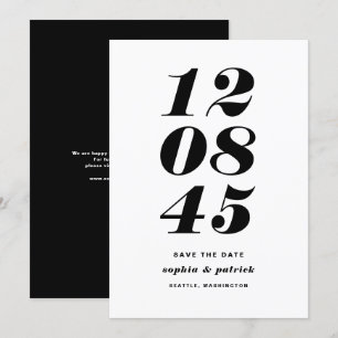 Save The Date Typographie moderne en noir et blanc
