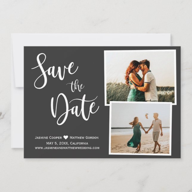 Save The Date Typographie moderne Grey Élégante Photo (Devant)